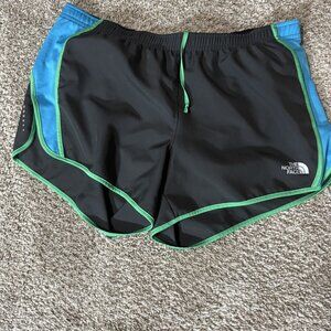 The North Face Women's FlashDry Running Shorts L Large Black Blue Green Athletic